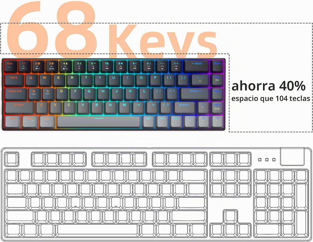 MageGee Teclado portátil 60% mecánico para juegos, retroiluminado R...
