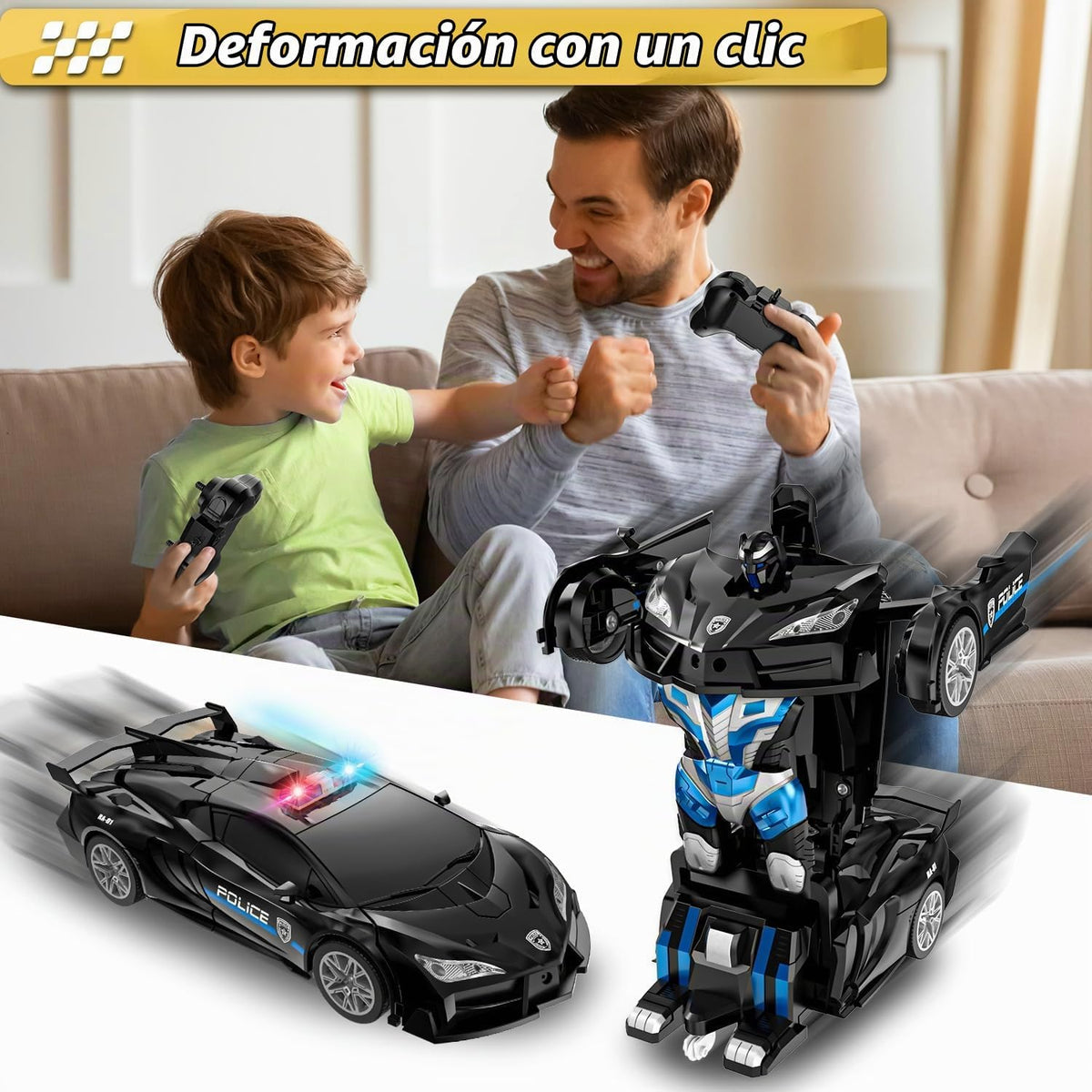 CEGOUFUN - Coche de control remoto con transformación de un botón,...