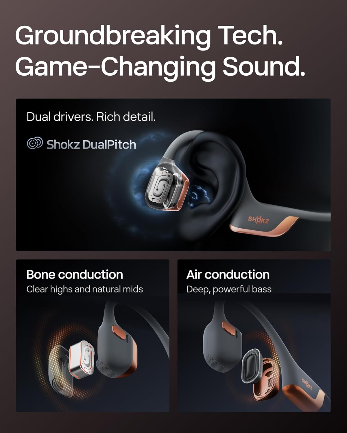 SHOKZ OpenRun Pro 2 Auriculares de conducción ósea, oro rosa | Colo...