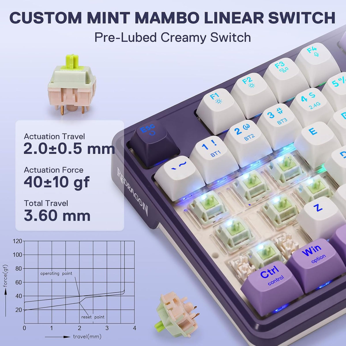Redragon K745 PRO Teclado inalámbrico de 108 teclas RGB para juegos...