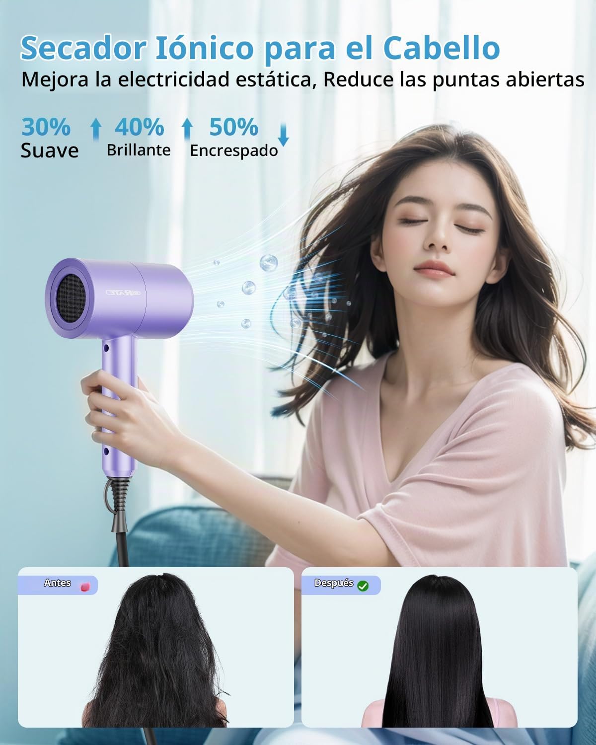 SHRATE Secador de pelo iónico con difusor | Secador profesional par...