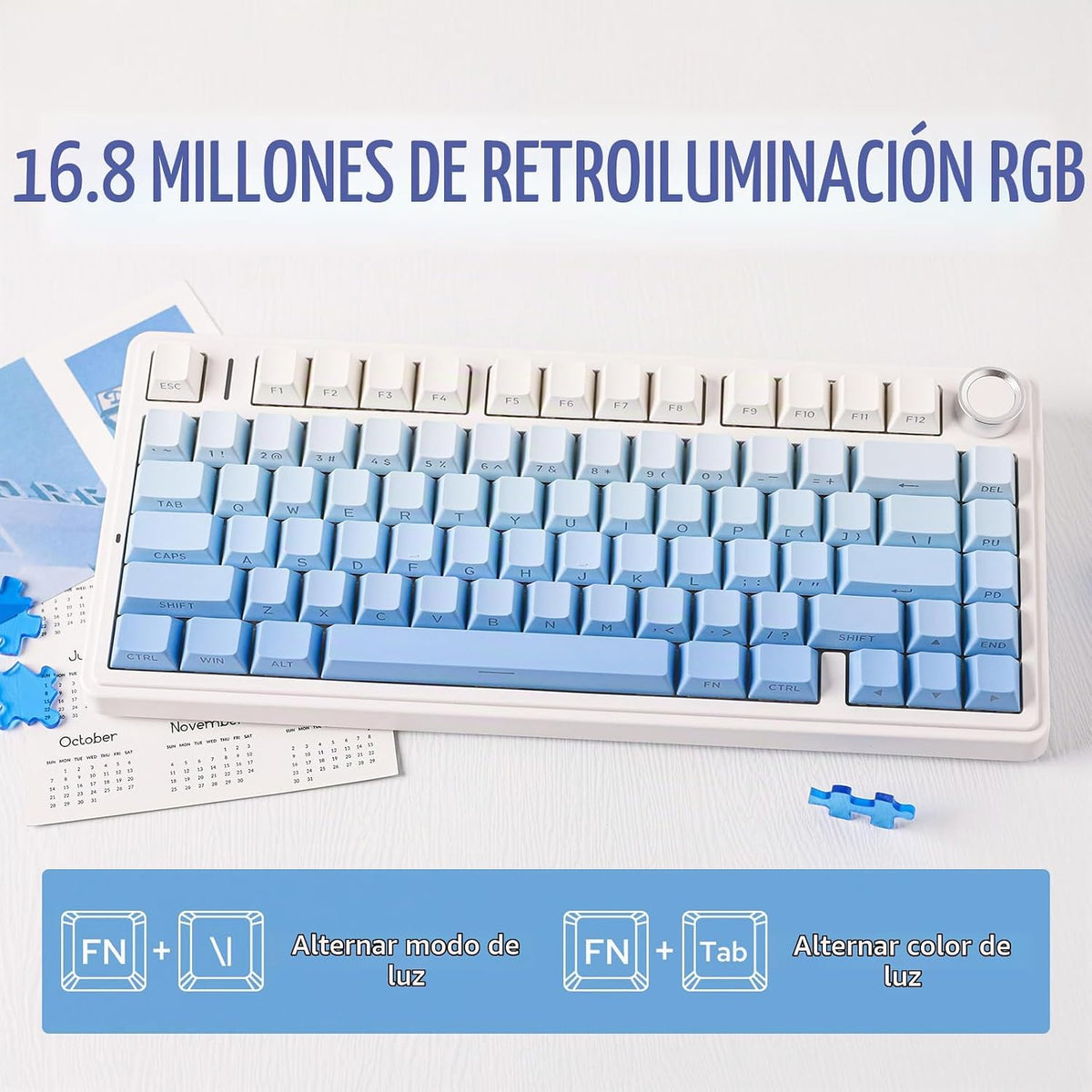 EPOMAKER x Aula F75 - Teclado mecánico con junta, 75% inalámbrico i...