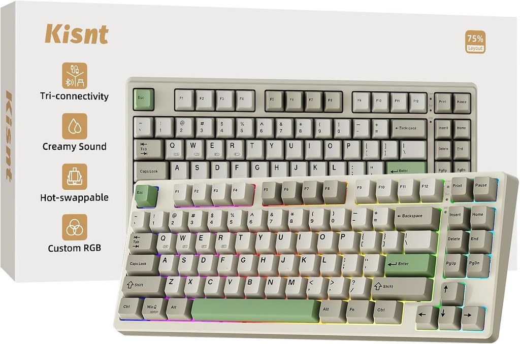 Kisnt Teclado mecánico inalámbrico KN85, diseño del 75%, Bluetooth\...