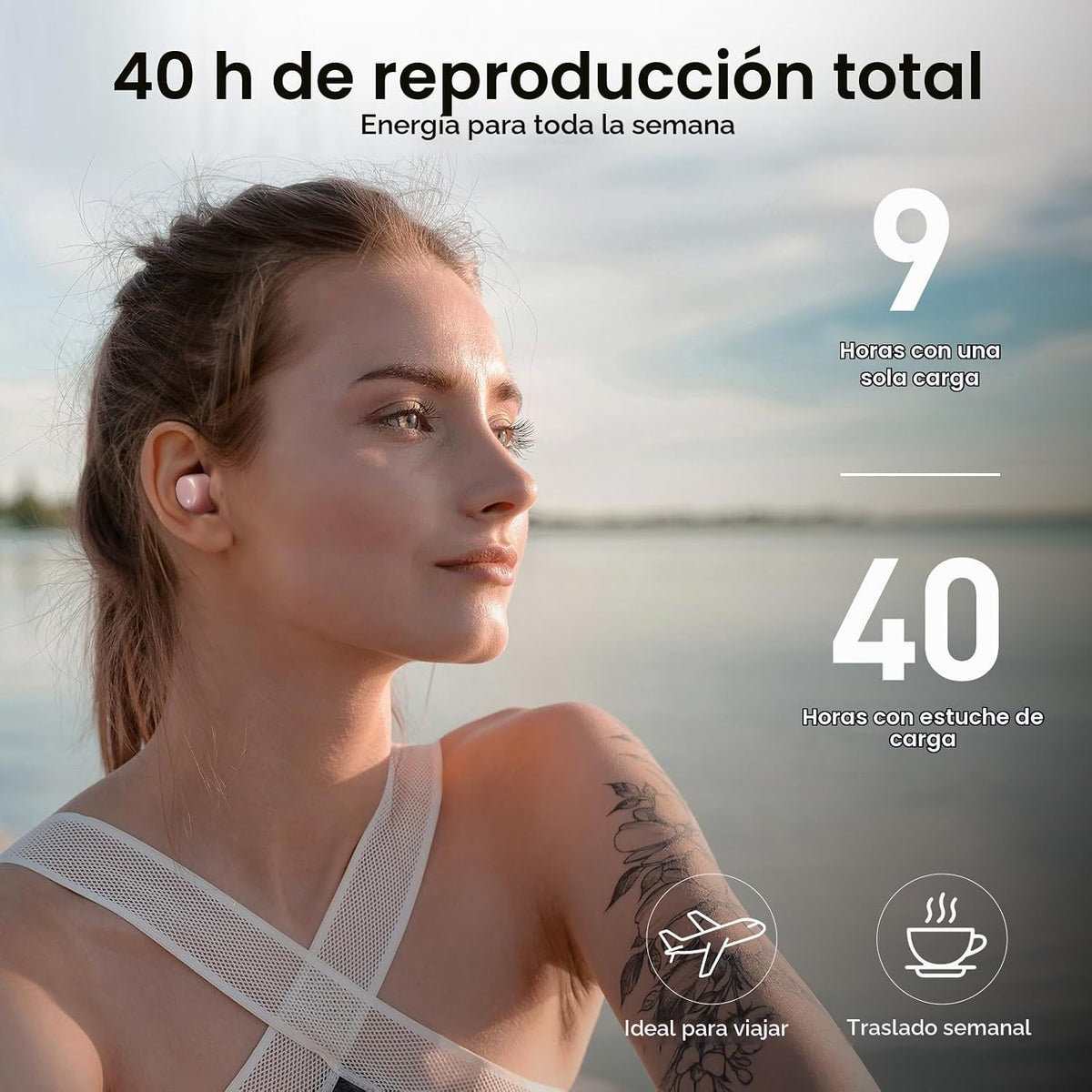 TOZO Auriculares inalámbricos T6 Bluetooth 5.3 con sonido estéreo e...