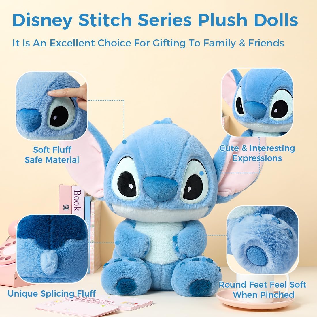 MINISO Disney - Juguetes de peluche de puntada de 15.8 pulgadas, li...