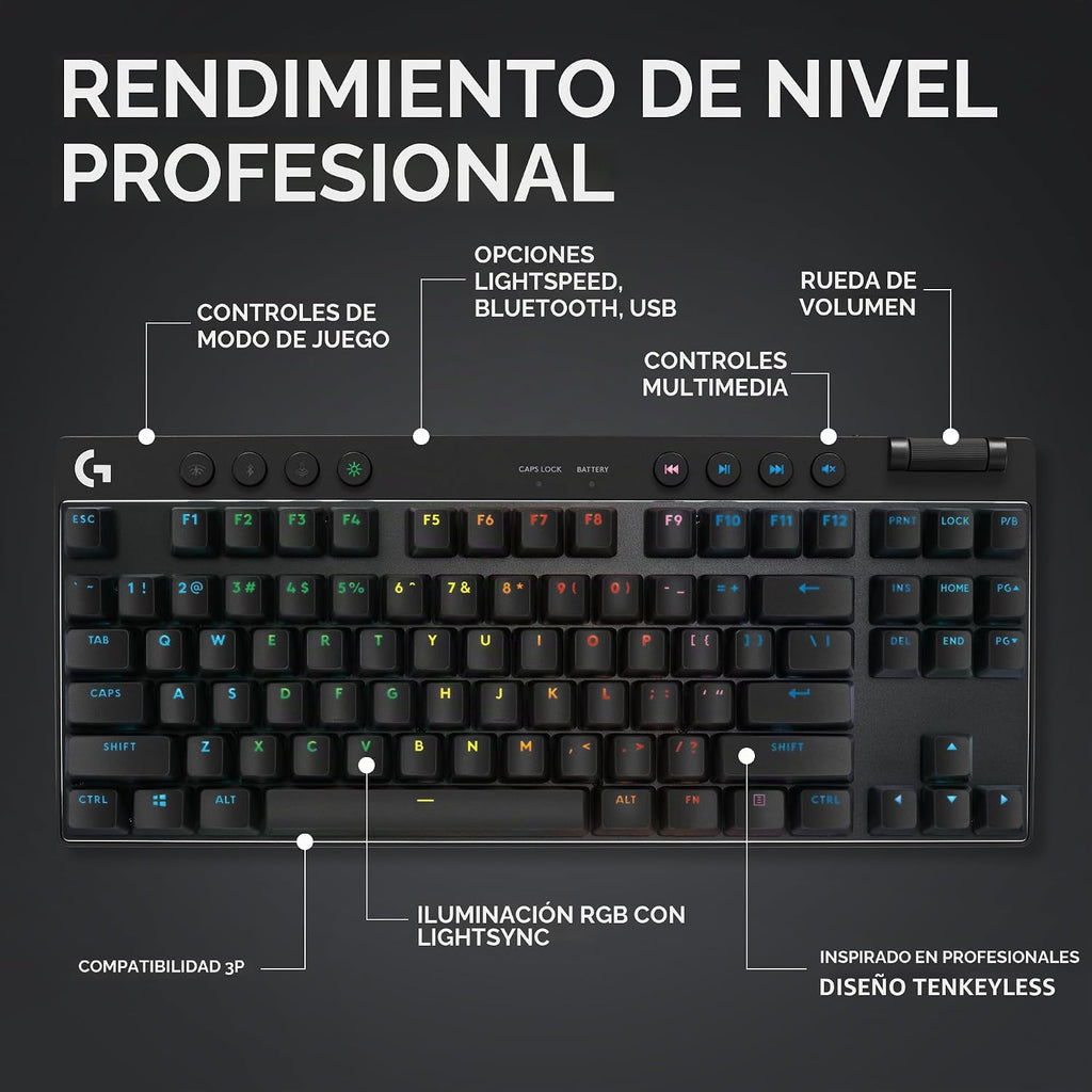 Teclado inalámbrico para juegos Logitech G PRO X TKL Lightspeed (li...