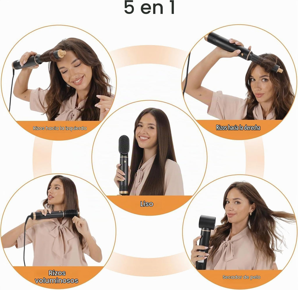 5 en 1 Multi Hair Styler - Cepillo secador de pelo, set de peinador...