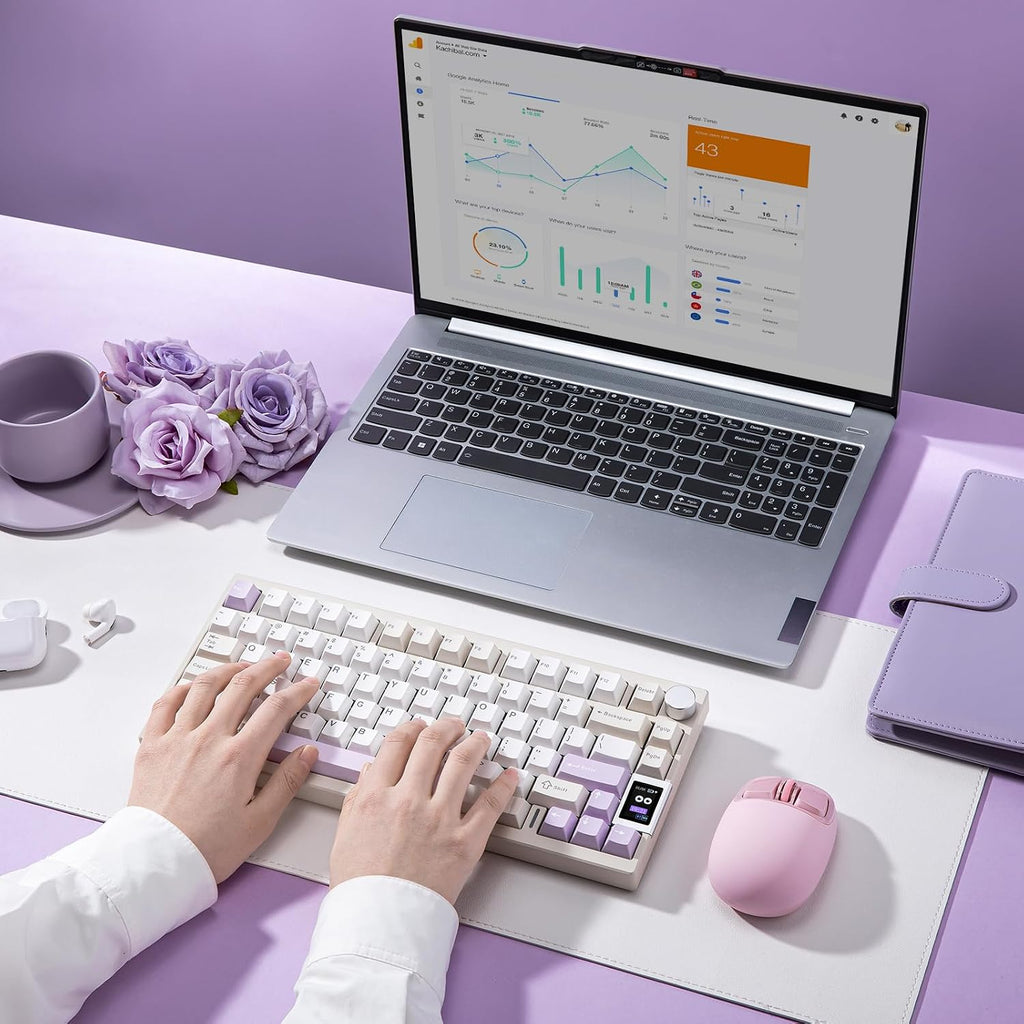 YUNZII AL80 75% Teclado mecánico inalámbrico de aluminio (Beige, Ga...