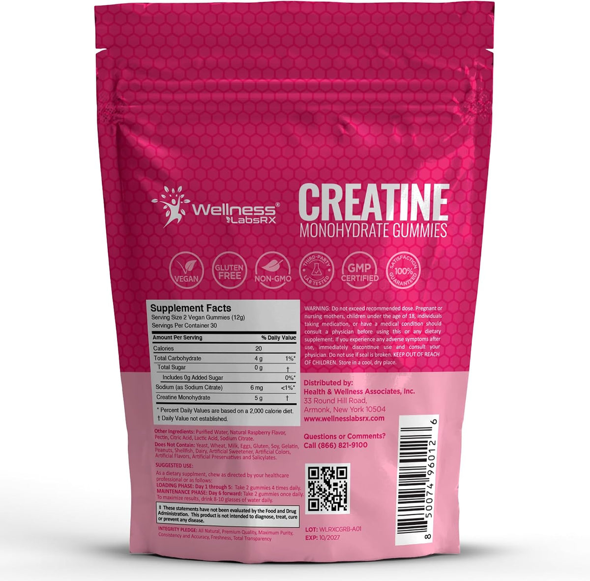 Gomitas de Creatina 5000mg, 30 Porciones Gomitas de Monohidrato de...