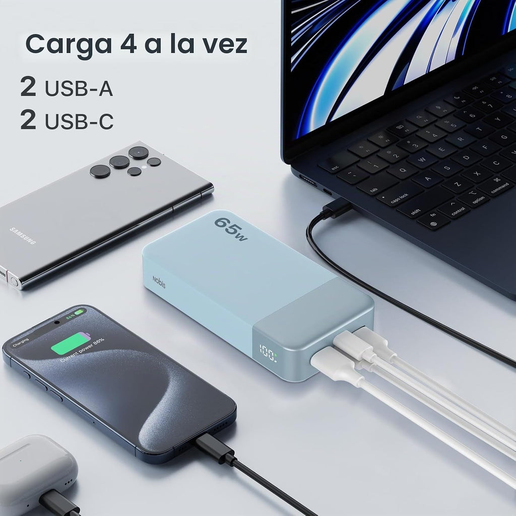 NOBIS Cargador portátil 20000mAh 65W Power Bank Carga rápida | Banc...