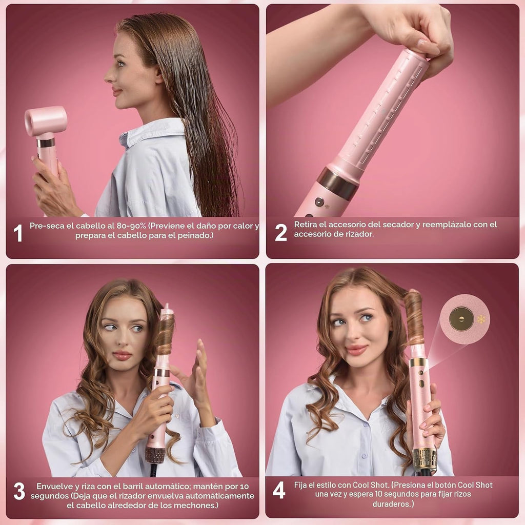 Mythsight StyleVibe 6 en 1 Air Styler con secador de pelo y rizos a...