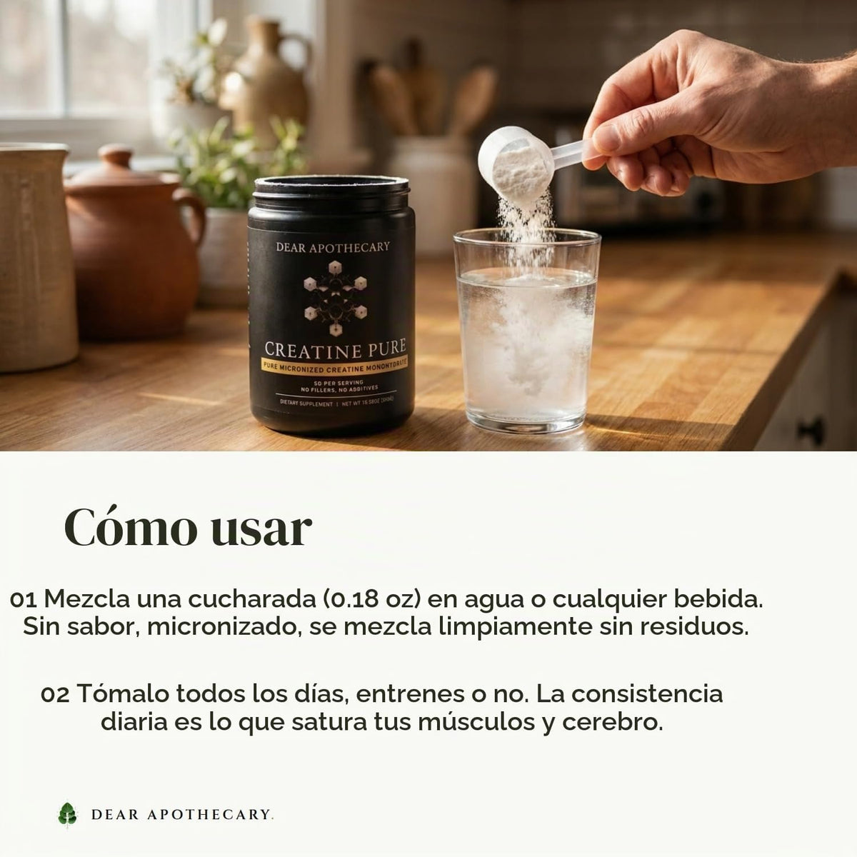 Dear Apothecary Monohidrato de creatina en polvo micronizado 0.18 o...