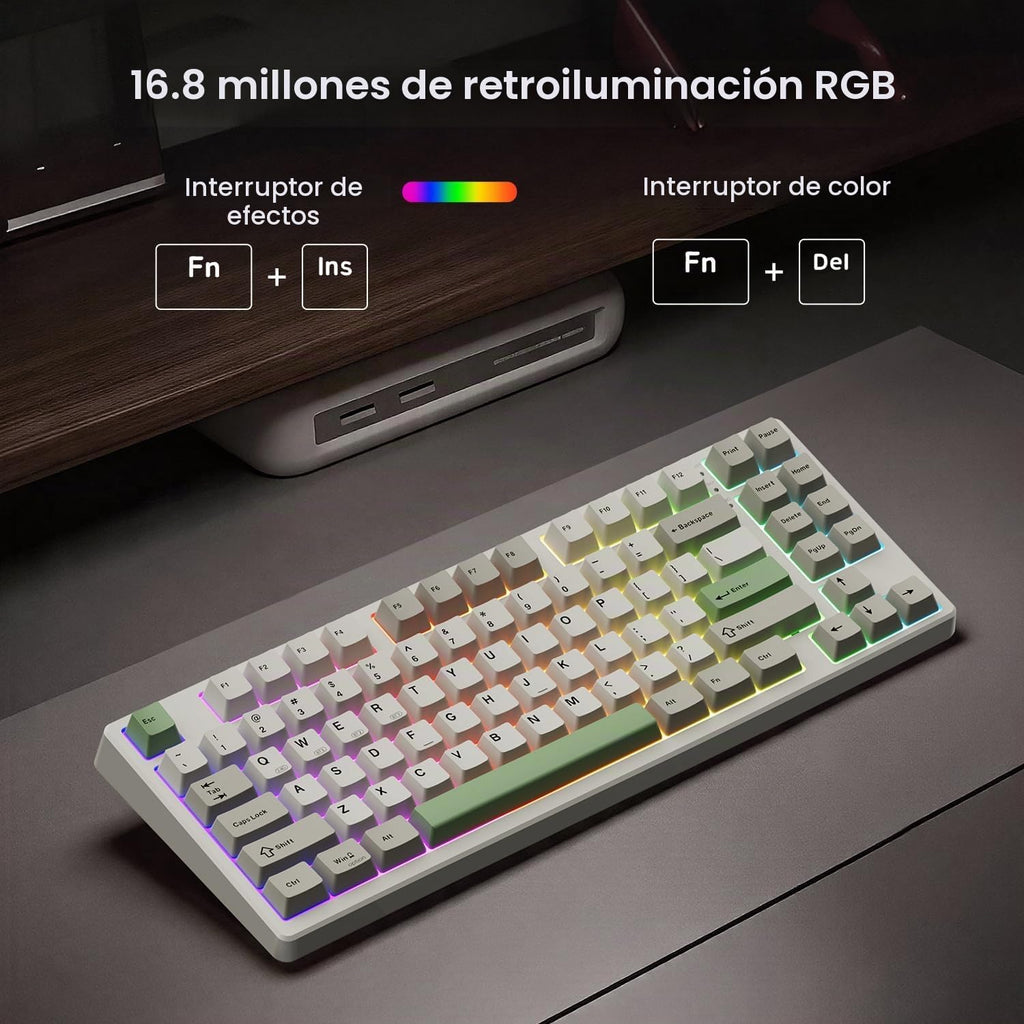 Kisnt Teclado mecánico inalámbrico KN85, diseño del 75%, Bluetooth\...