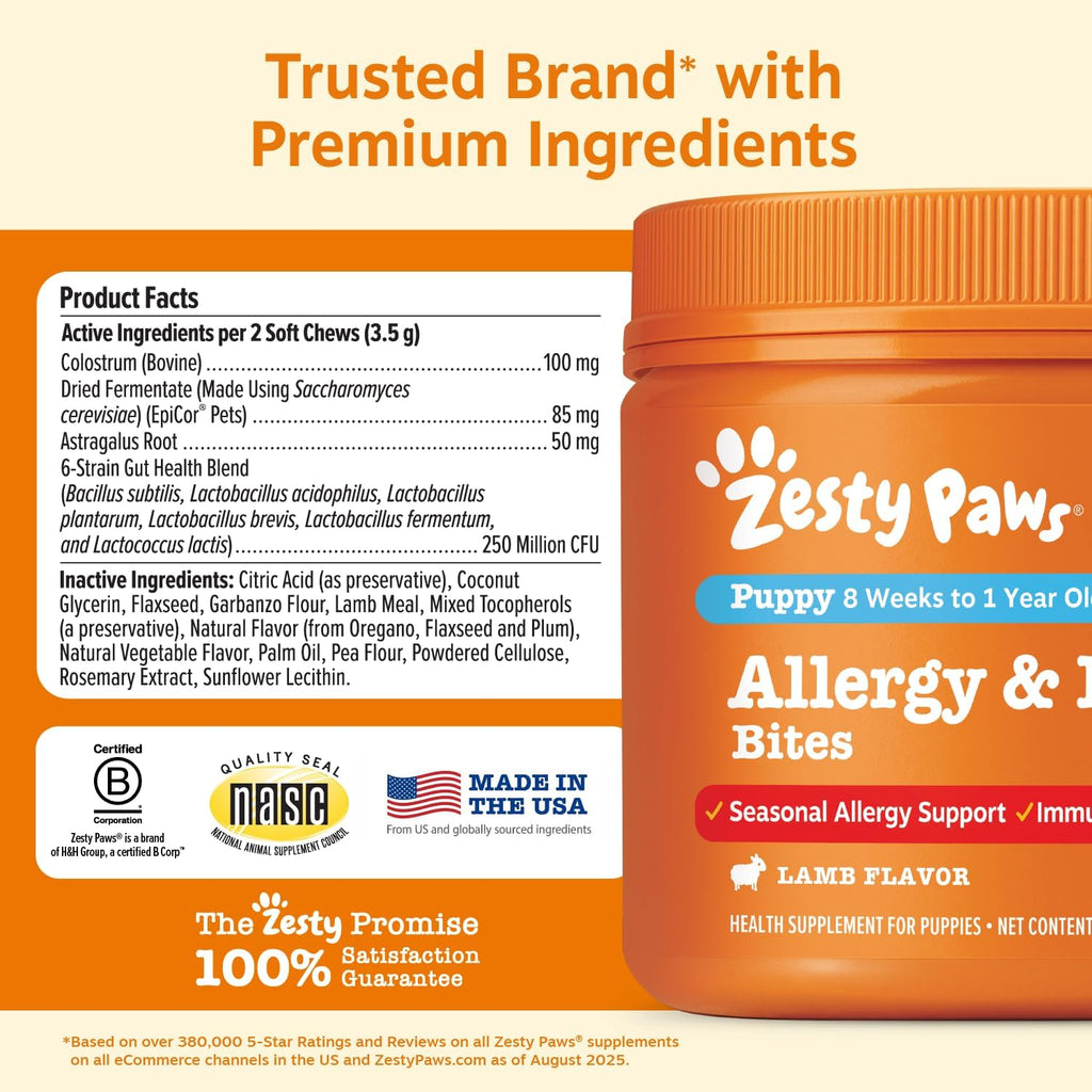 Zesty Paws Alivio de Alergias para Perros - Suplemento Anti-Picazón...
