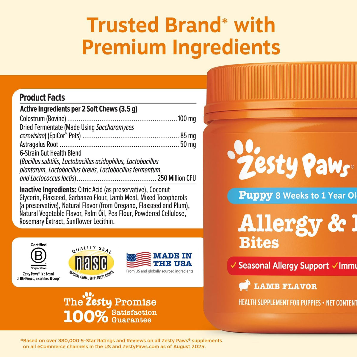 Zesty Paws Alivio de Alergias para Perros - Suplemento Anti-Picazón...