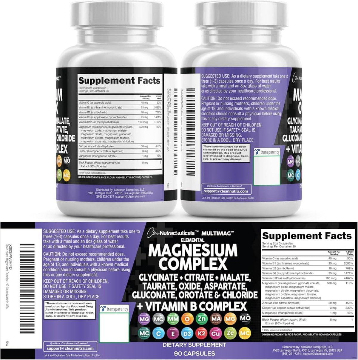 Complejo de magnesio de Clean Nutraceuticals con citrato de glicina...