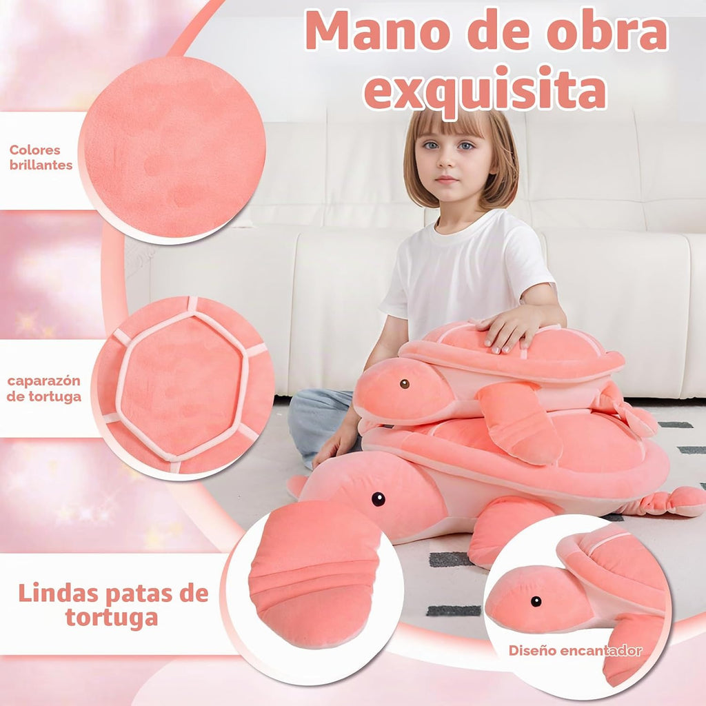 Dalmao Animales de peluche de tortuga marina rosa de 20 pulgadas, j...