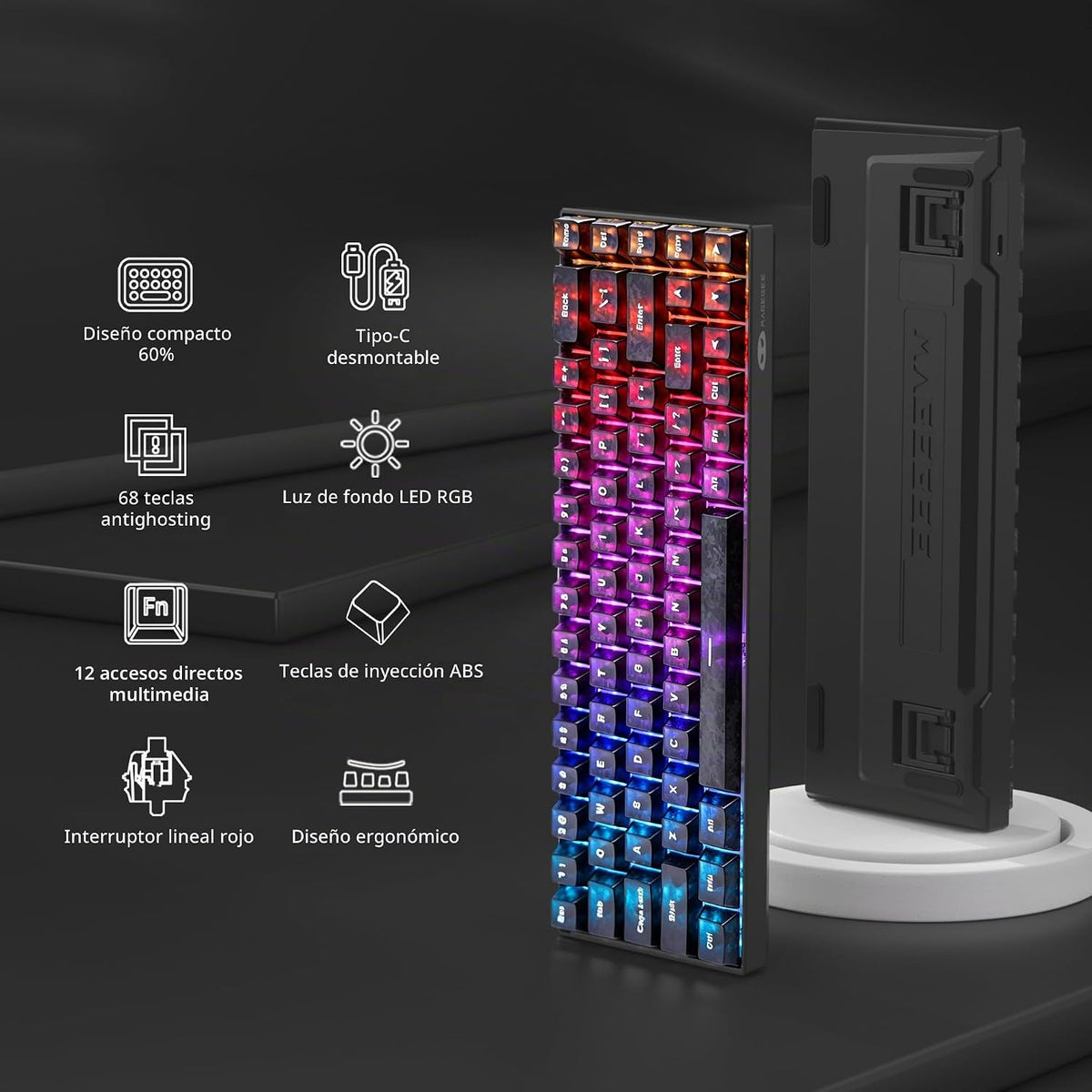 MageGee MK-Box Teclado mecánico portátil 60% para juegos, retroilum...