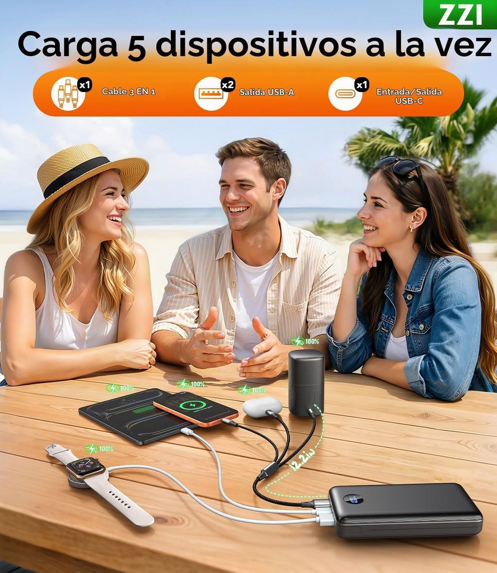 Banco de energía de 60,000 mAh: 5 dispositivos a la vez, perfecto p...