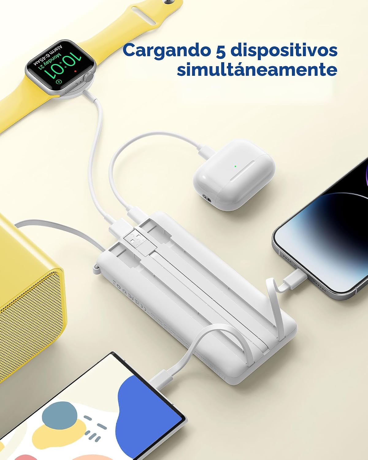 Cargador portátil VRURC, cables incorporados Power Bank 10000mAh |...
