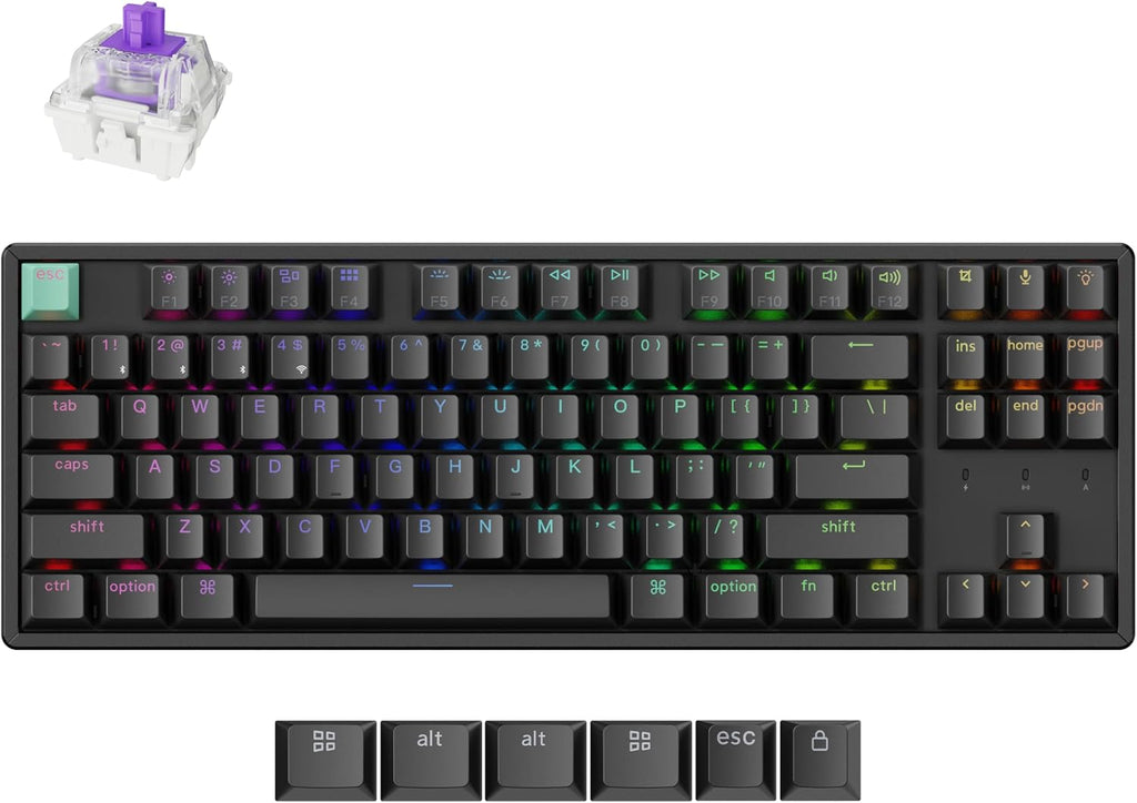 Teclado mecánico personalizado inalámbrico Keychron K8 HE TKL, efec...