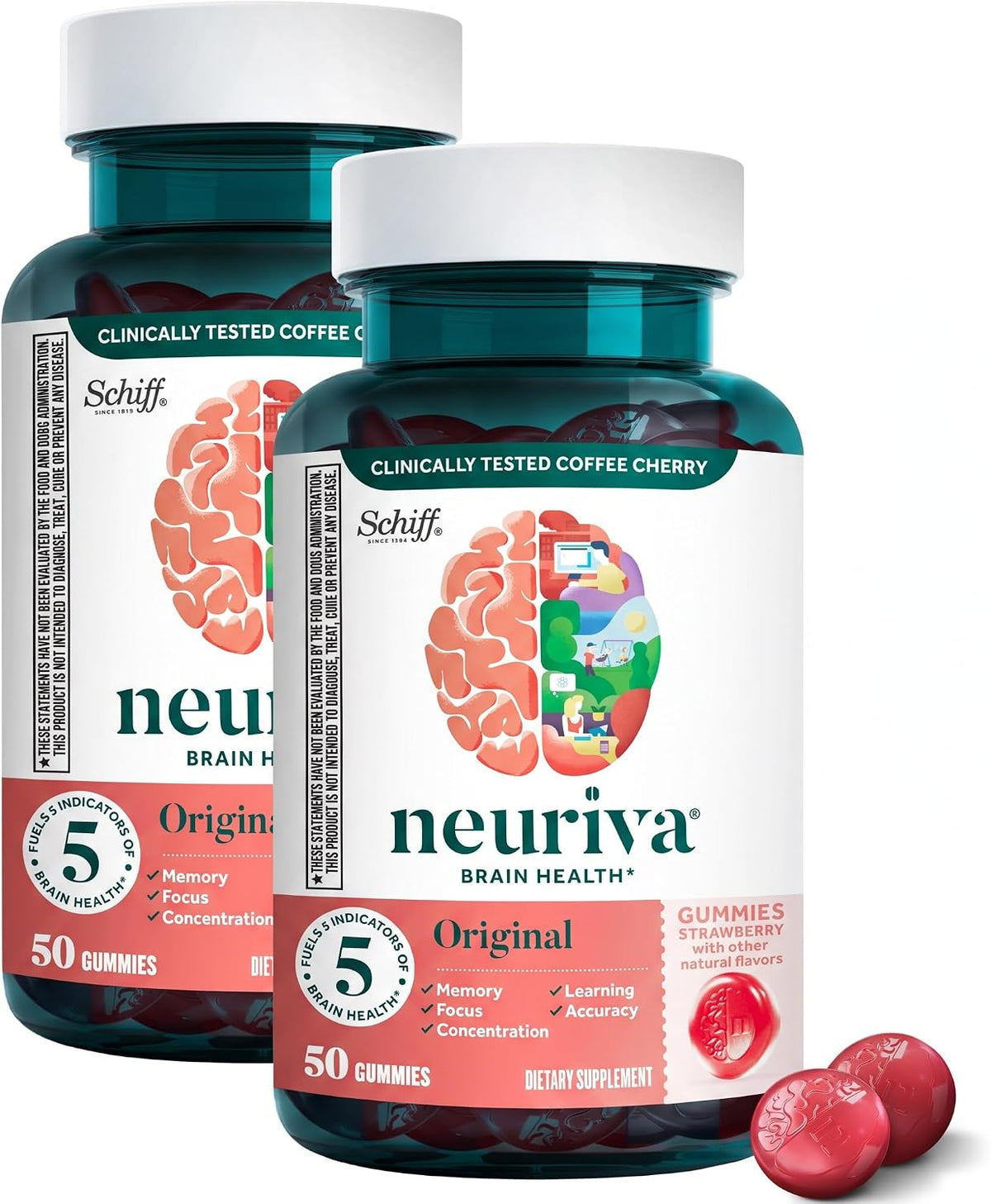 NEURIVA Suplemento cerebral original para memoria, concentración y...