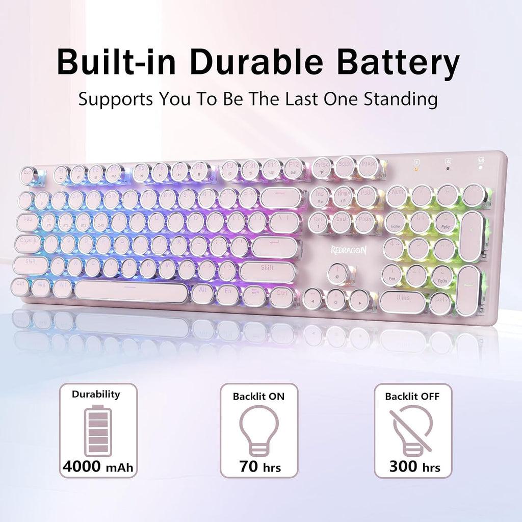 Redragon K710 Teclado mecánico inalámbrico para juegos, color rosa...