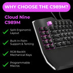 Cloud Nine C989 - Teclado mecánico ergonómico para PC - Interruptor...
