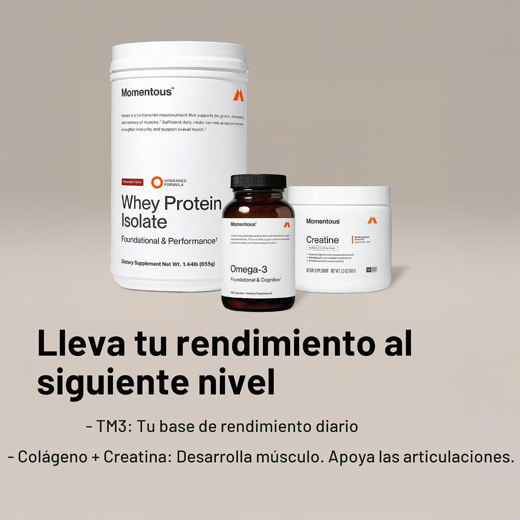Monohidrato de creatina en polvo Momentous, 5 g por porción, sin sa...