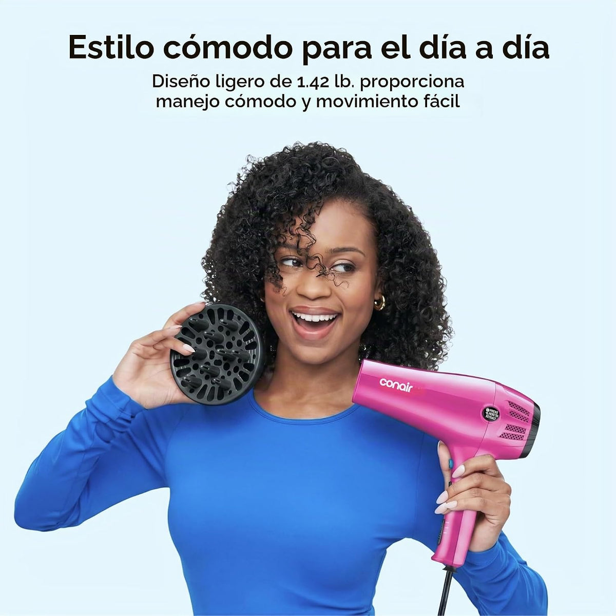 Conair 1875 W cord-keeper secador de pelo con ionizador; Color Rosa...