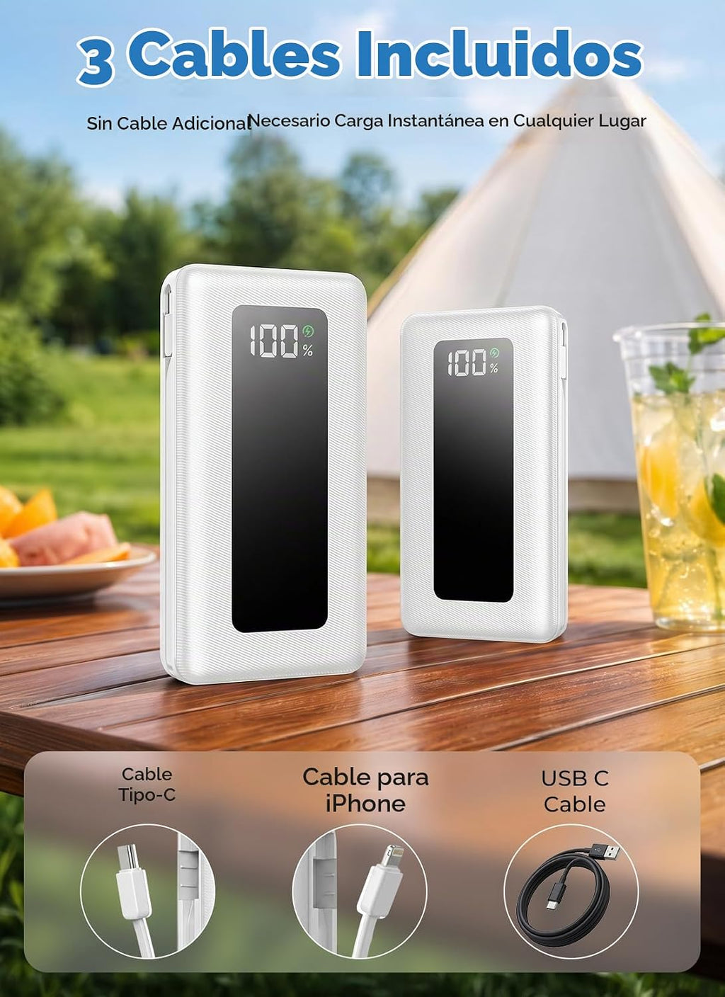Moihosso Cargador portátil Power Bank 50000mAh con cables incorpora...