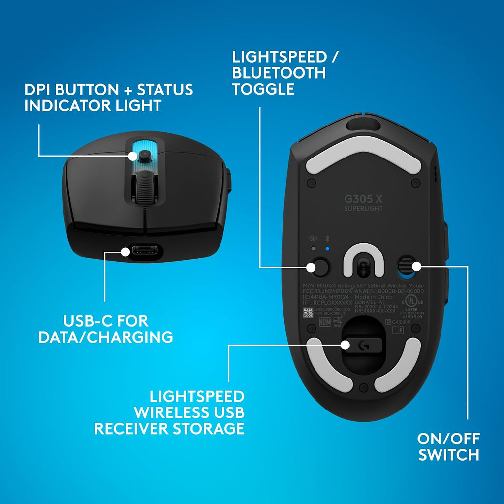 Logitech G Ratón inalámbrico para juegos 305 X Superlight - Negro |...