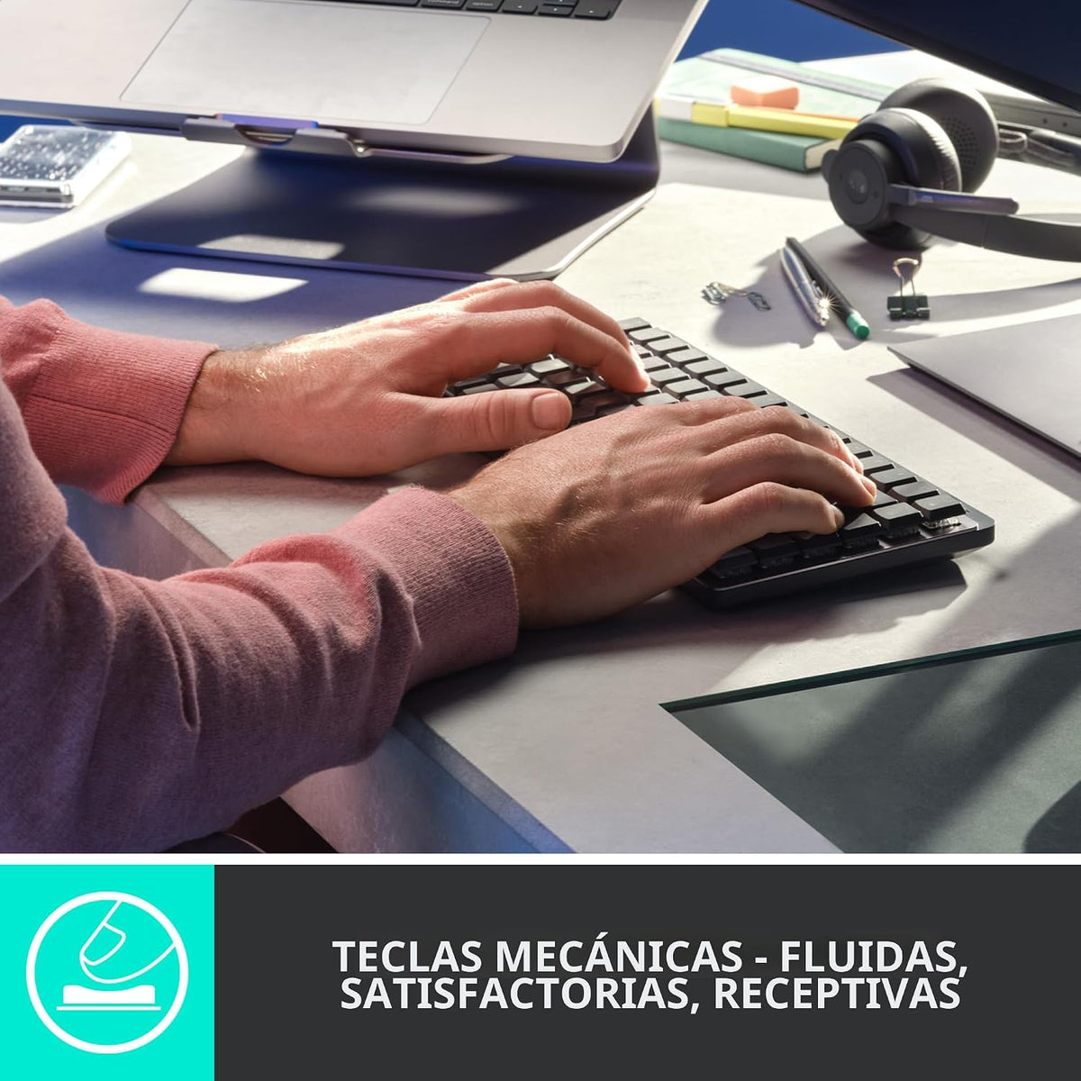 Logitech MX Mechanical Mini Teclado Inalámbrico Iluminado Táctil Si...
