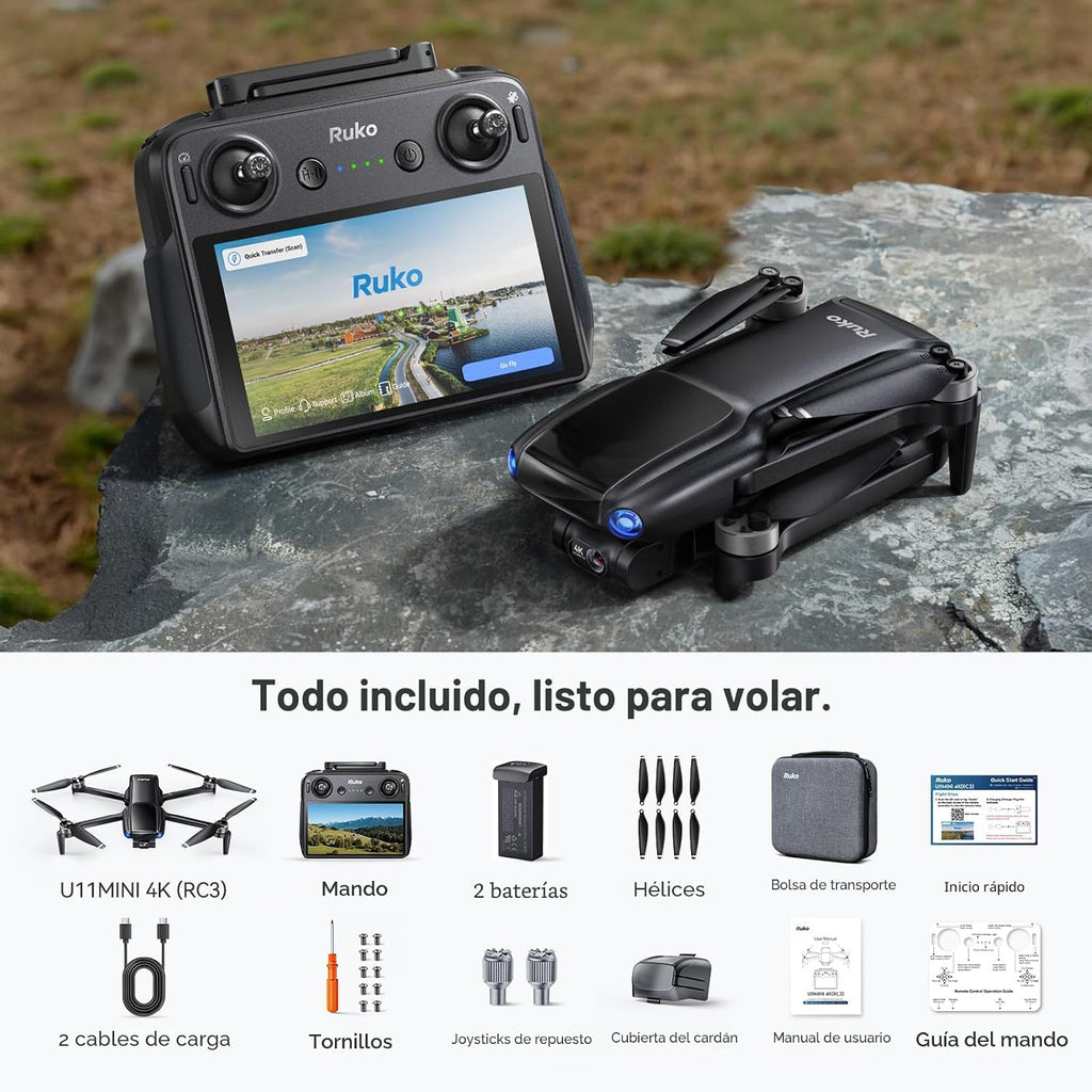 Ruko Dron con cámara U11MINI 4K (RC3) para adultos con control remo...
