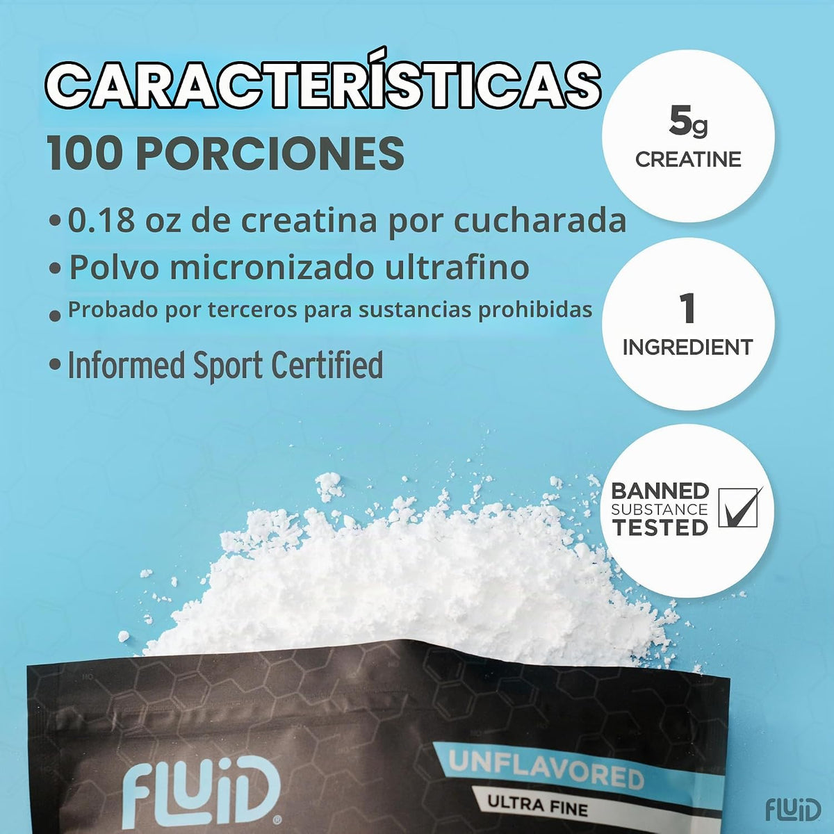 Creatina fluida: certificación deportiva informada | Polvo de monoh...