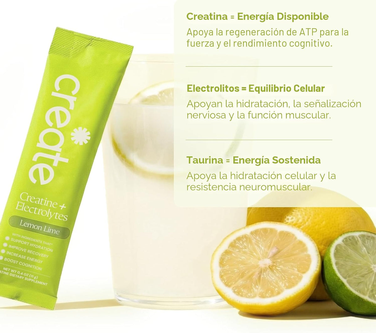 Create Creatina + electrolitos - Energía y fuerza - Lima limón | Ce...