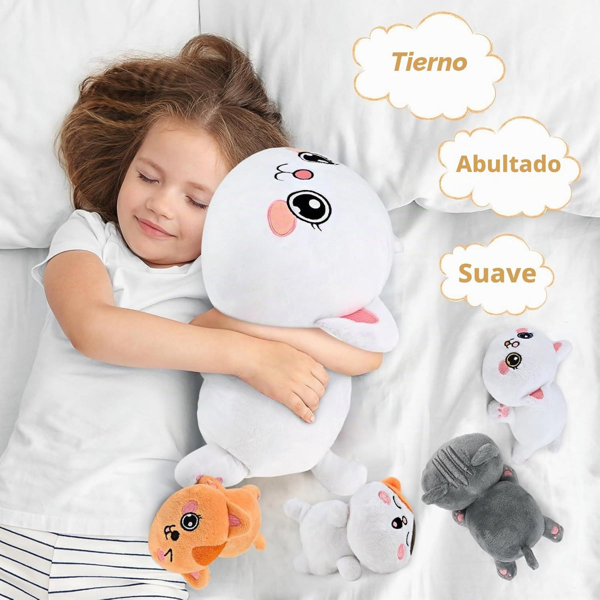 KMUYSL Mamá Peluches con 4 Bebés, Peluche para Niños, Gato | Peluch...
