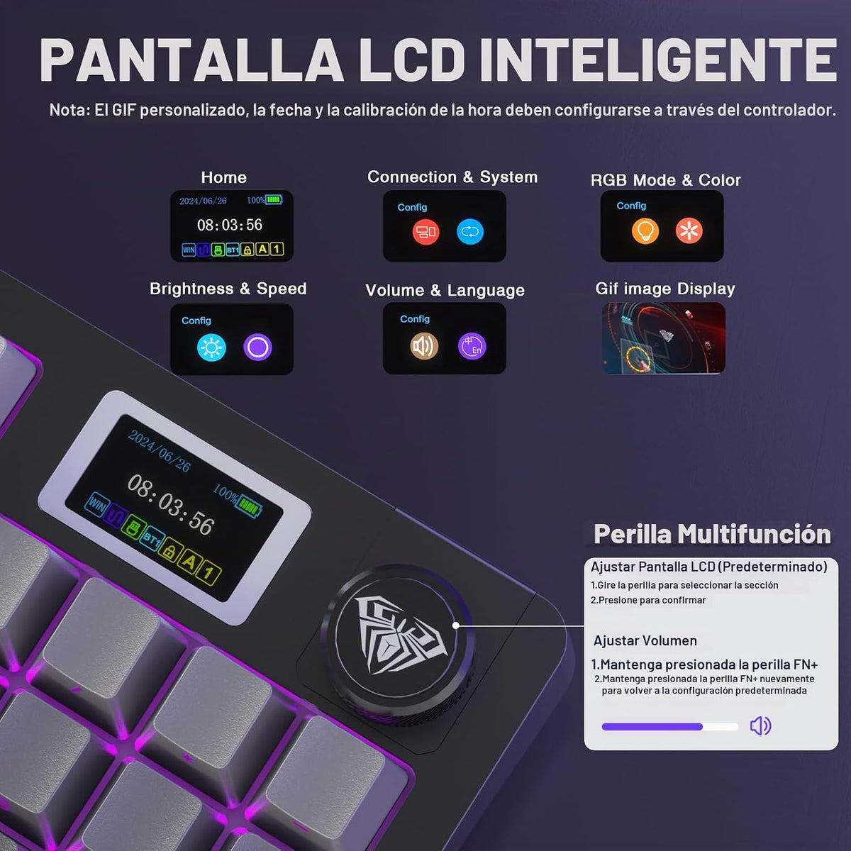 AULA S98 Pro Teclado mecánico inalámbrico para juegos con pantalla,...