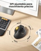 ProtoArc EM01 NL Ratón inalámbrico Trackball, control de pulgar rec...