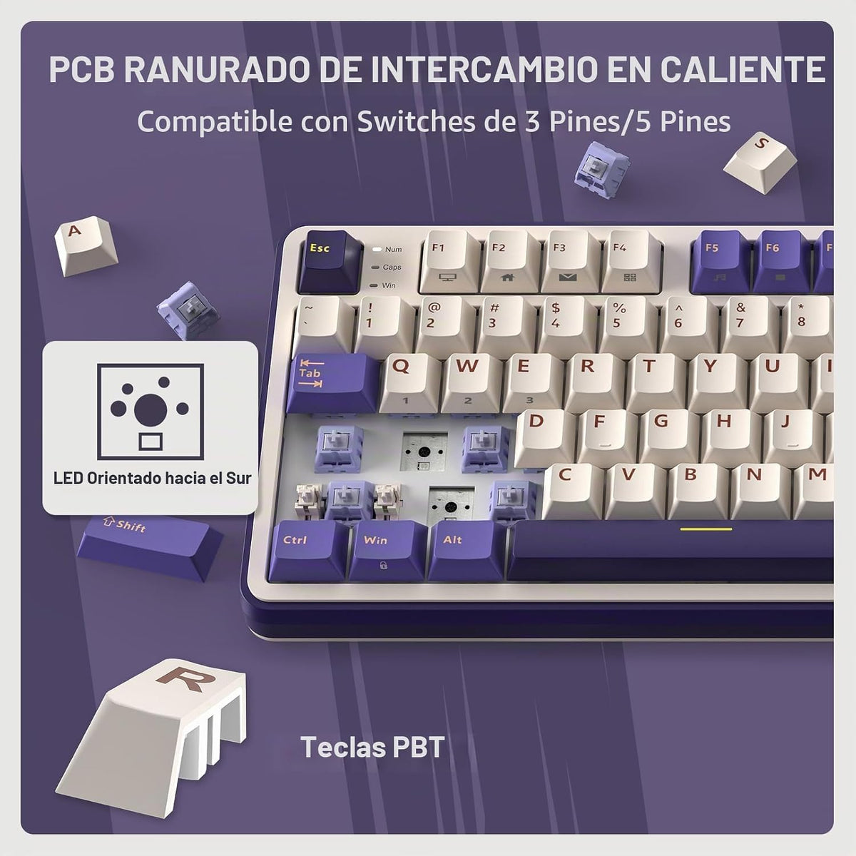 RK ROYAL KLUDGE Teclado mecánico inalámbrico S98 con pantalla intel...