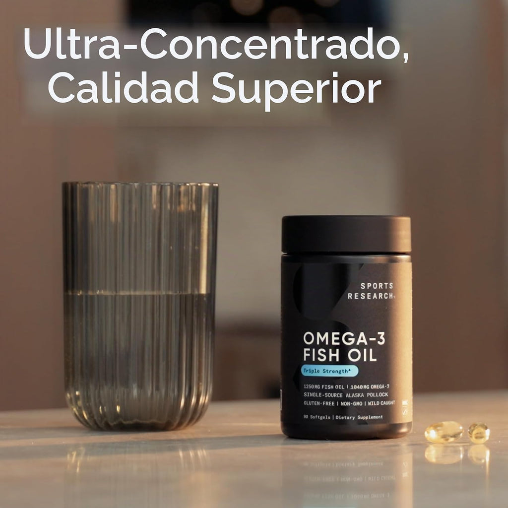 Cápsulas de Omega-3 de aceite de pescado Sports Research, 0.044 oz,...