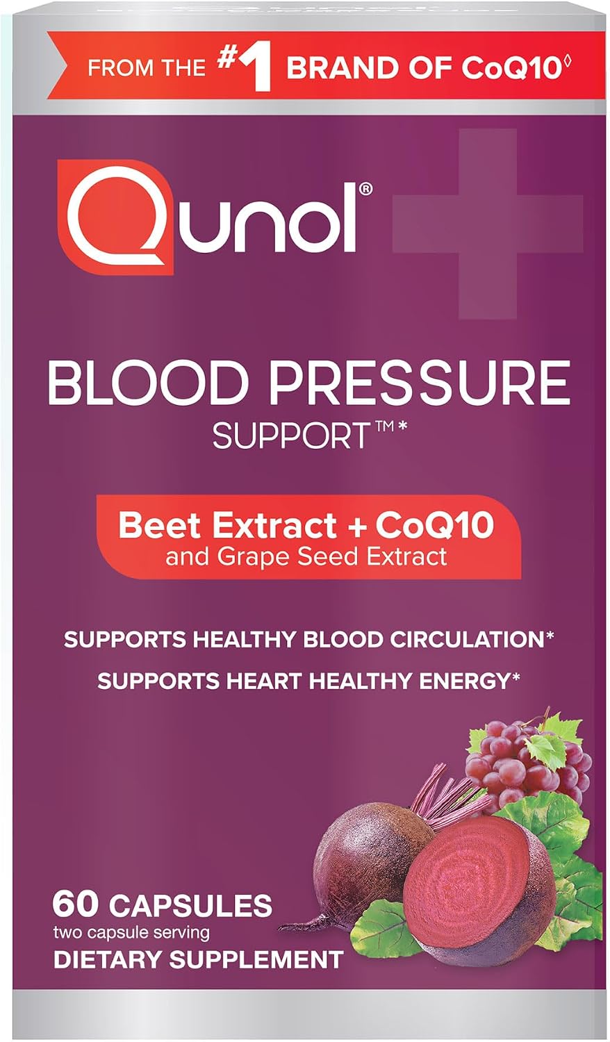 Qunol Soporte de presión arterial, remolacha 3 en 1 + CoQ10 + extra...