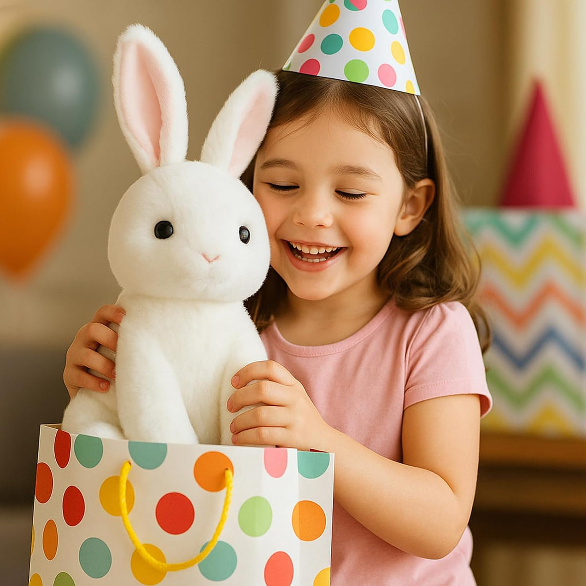 WEIGEDU Animales de peluche conejo con orejas rosas para niñas, niñ...
