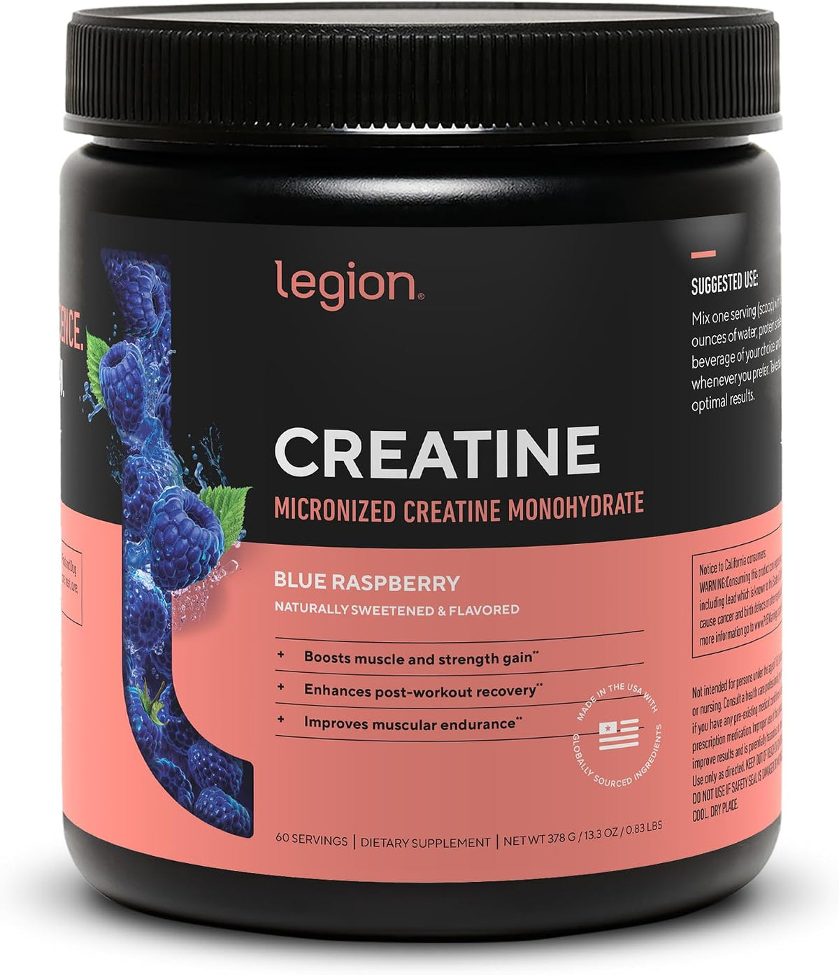 Suplemento de Monohidrato de Creatina Micronizada LEGION - Polvo de...