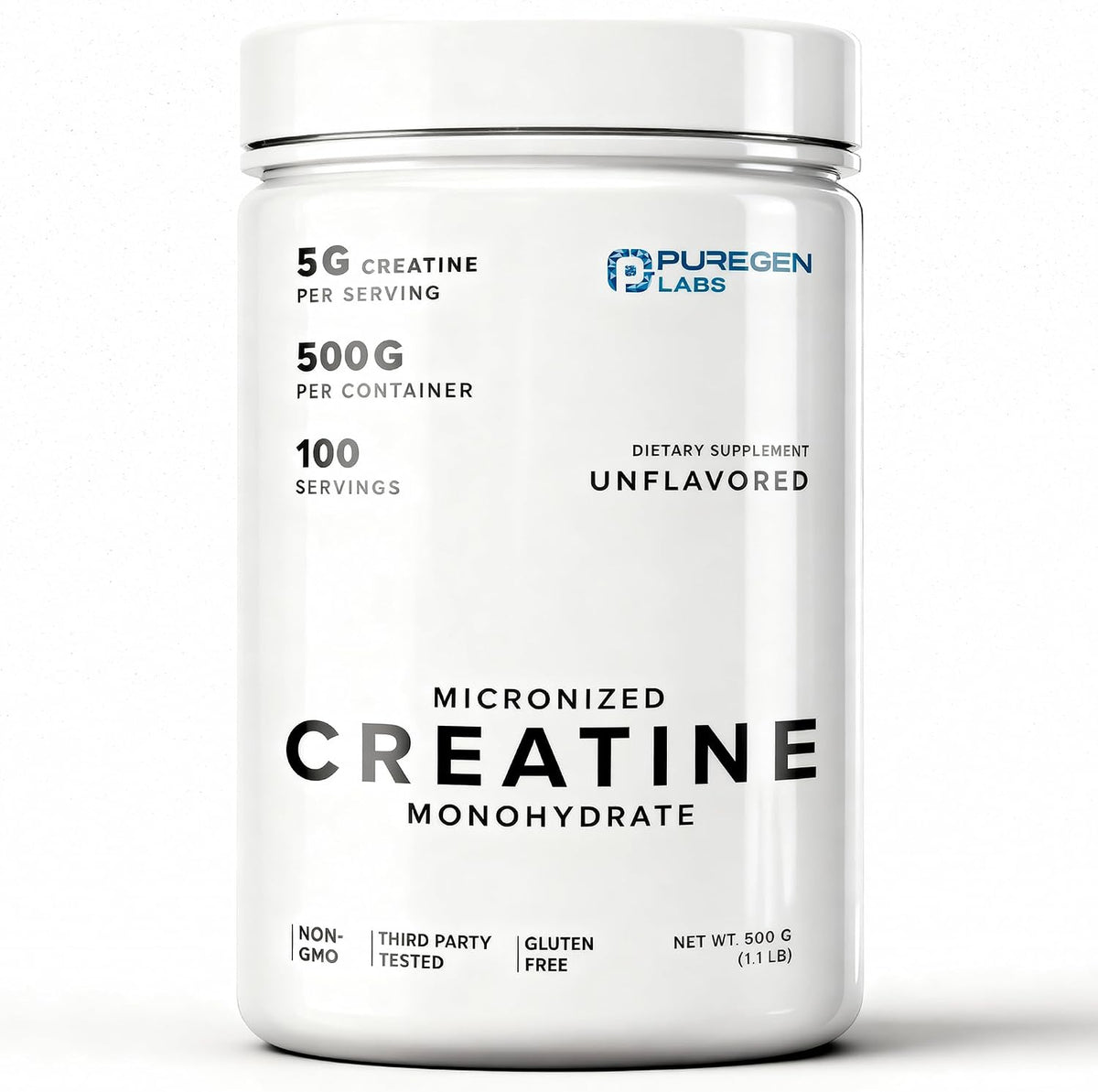 Puregen Labs - Monohidrato de creatina micronizada en polvo, 17.64...