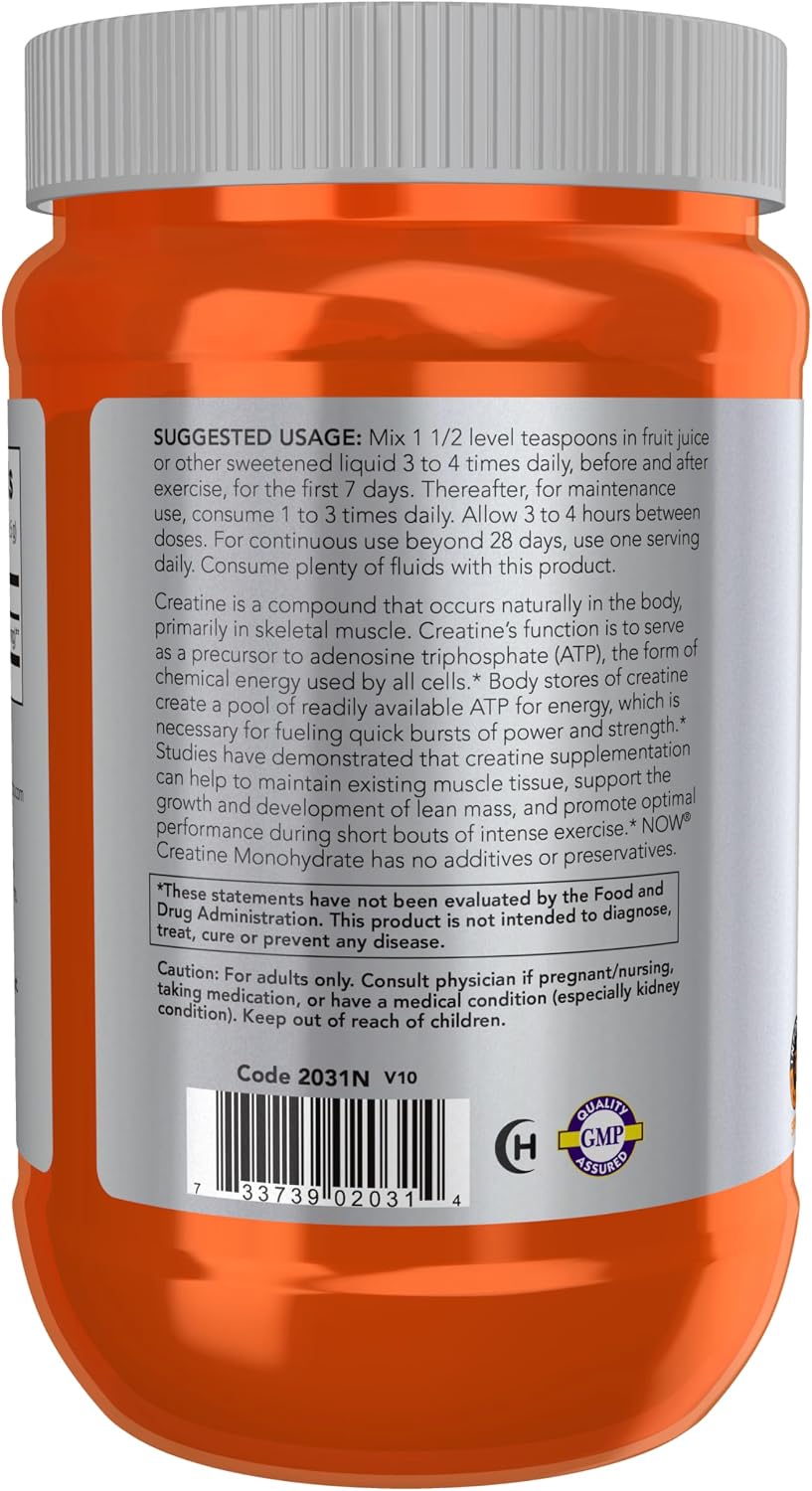 NOW Sports Nutrition, Polvo de Monohidrato de Creatina, Construcció...