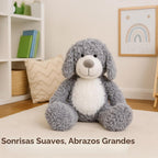 WEIGEDU Juguete de peluche de perro cachorro gris sonriente, 17,7 p...