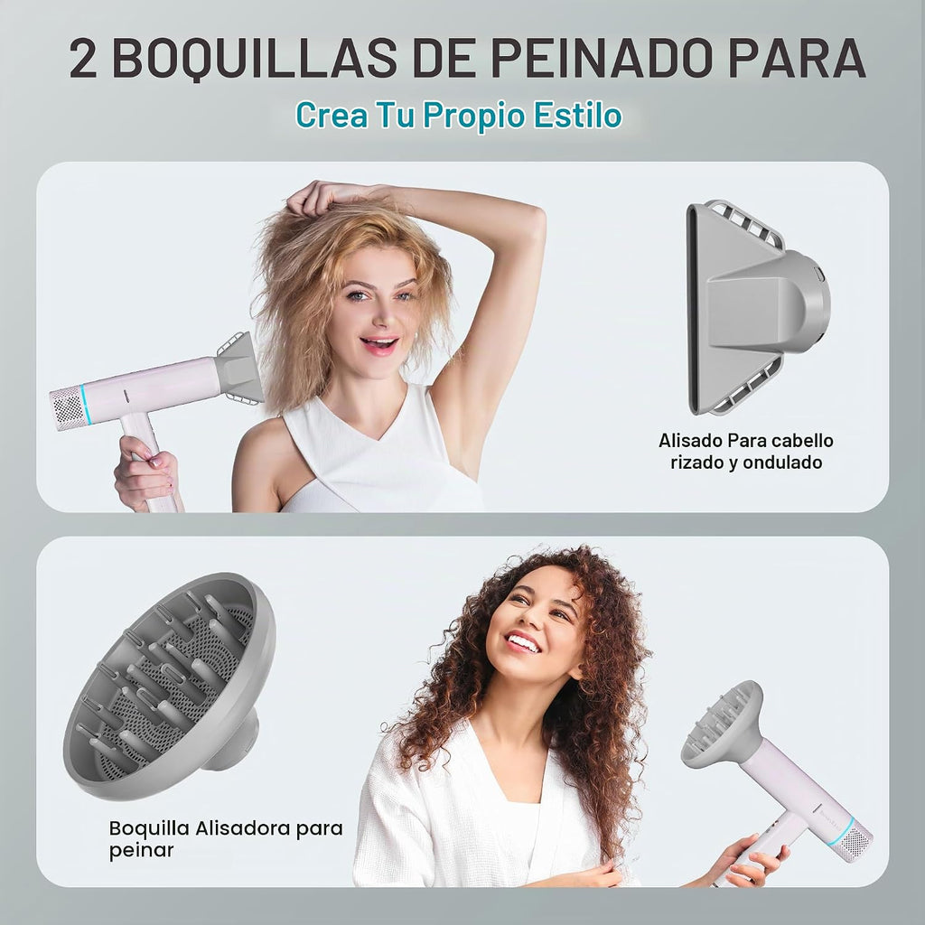 Secador de pelo iónico con difusor y concentrador, secadora profesi...