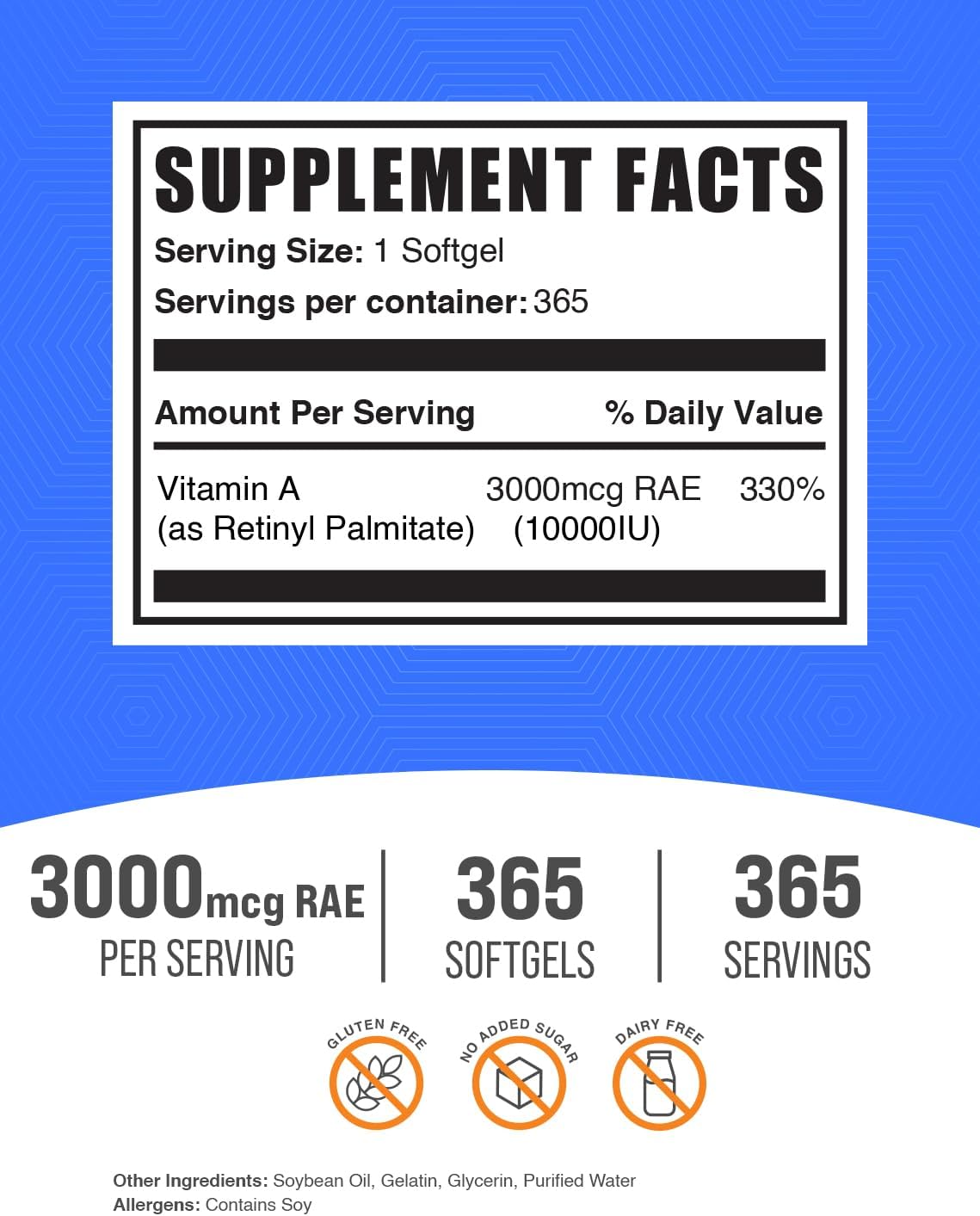 BulkSupplements.com Vitamina A 10000 UI cápsulas blandas - como pal...