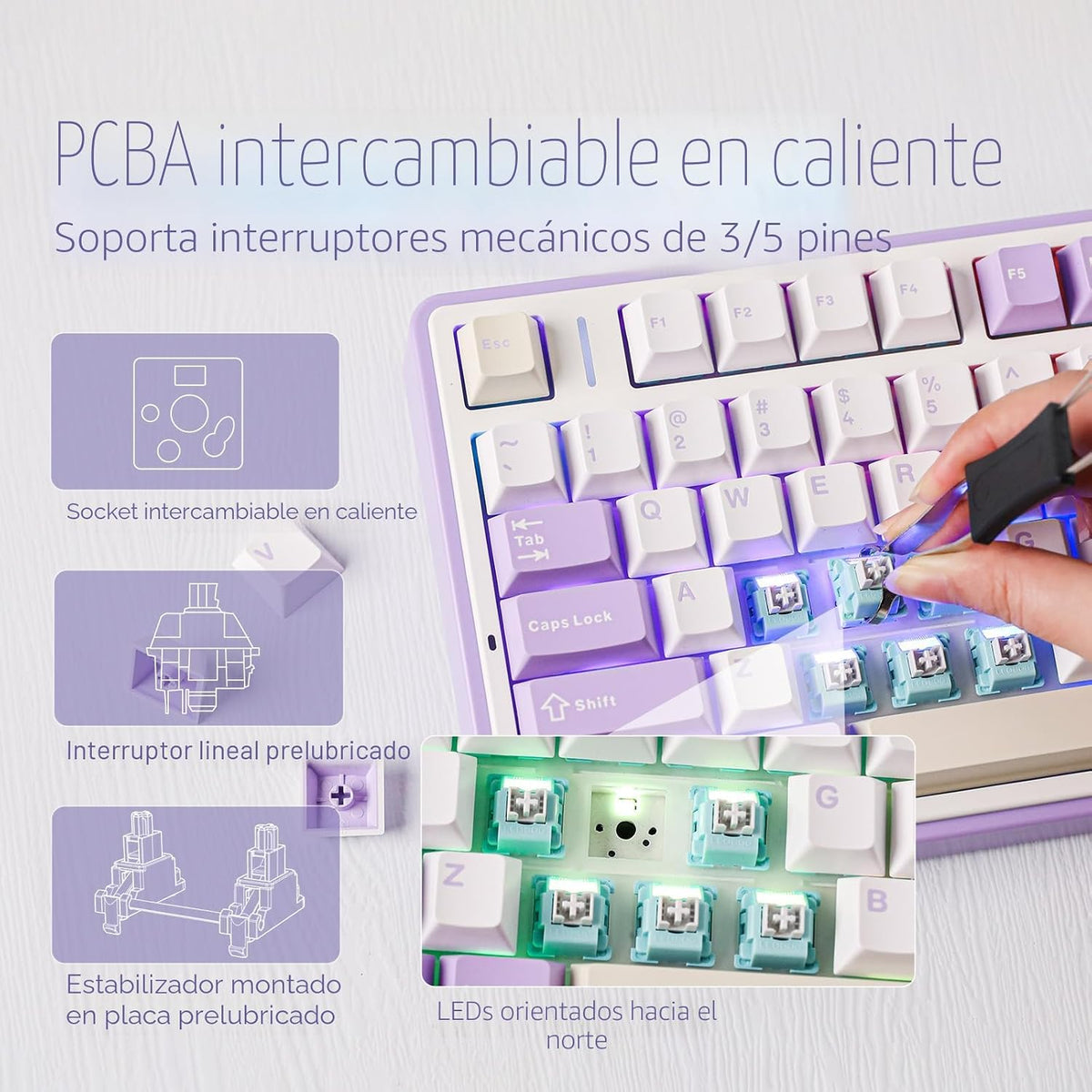 EPOMAKER x Aula F75 - Teclado mecánico con junta, 75% inalámbrico i...